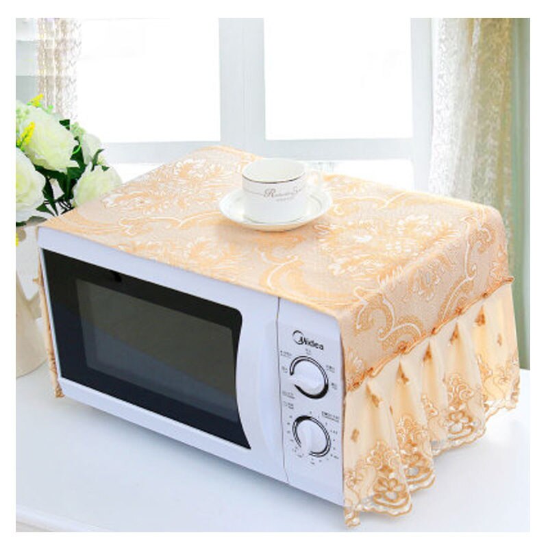 Couverture de four à micro-ondes en tissu 33*95cm | Tissu de protection de la Machine, couverture anti-poussière en fil de bord de dentelle: AF