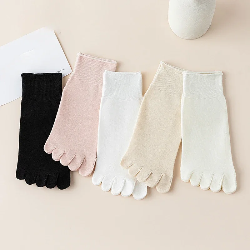 5 Paar Vrouwen Vijf Vingersokken Lente Zomer Teen Sokken Met Aparte Vingers Middelste Buis Dames Katoenen Sportsokken Dames: Donkergrijs