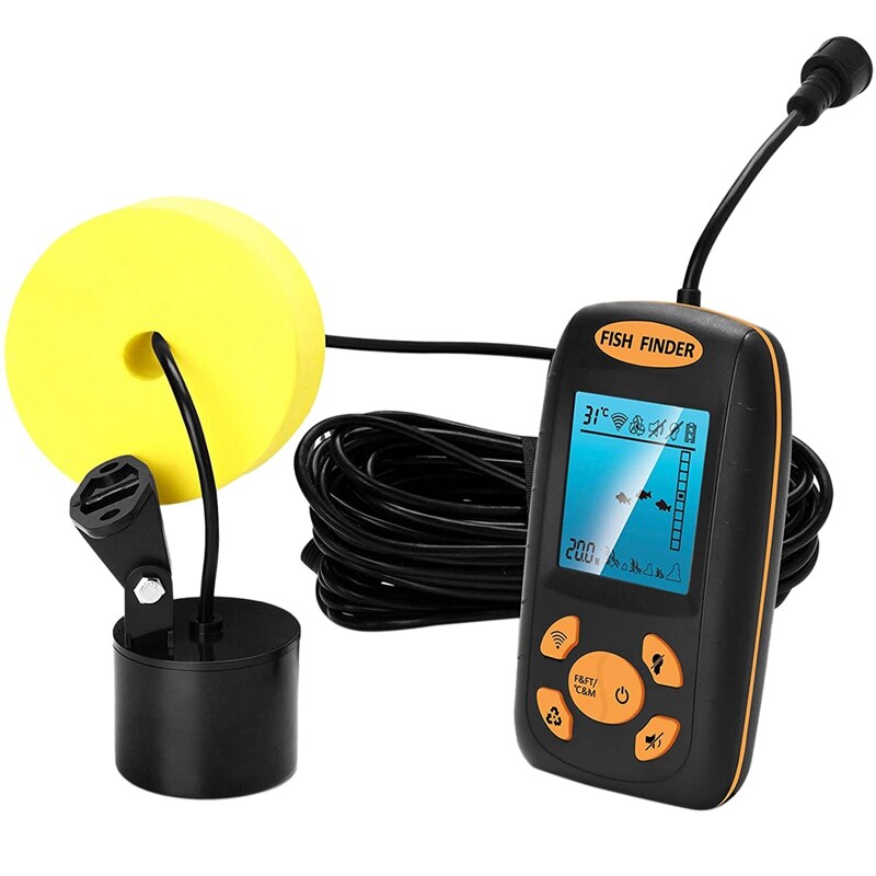 Fish Finder Portable Boat Depth Fishing Handheld Fish Finders Depth with Sonar Transducer and LCD Display: Default Title
