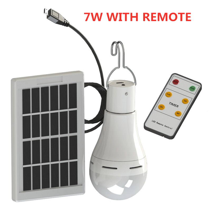 Solar- Fernbedienung LED Licht Solar- Lampe Lampe Wasserdichte Tafel Notfall Kunststoff Birne Haken Zelt Laterne draussen drinnen: 7W mit Fernbedienung
