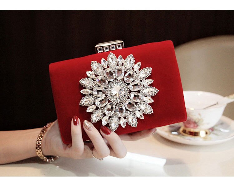 O novo 2019 do saco de Mulher saco de Mão pacote Definir trado banquete Noite saco de Noiva saco de pacotes de Casamento Da empregada doméstica de honor pacote preto: Vermelho