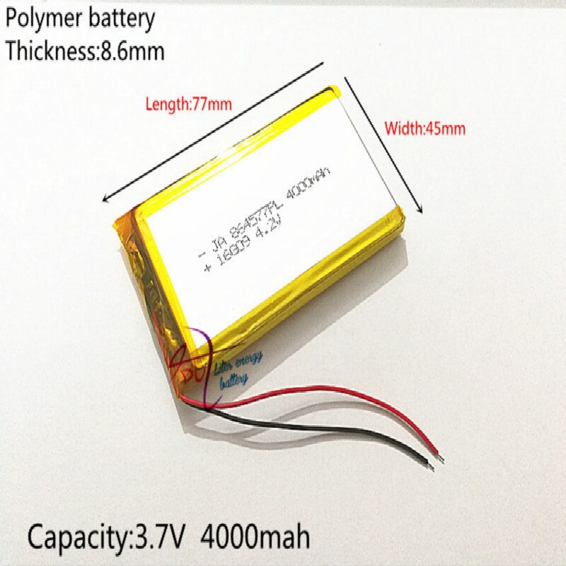 Polymer batterij 4000 mah 3.7V 864577 smart home MP3 luidsprekers Li-Ion batterij voor dvr, GPS, mp3, mp4, mobiele telefoon, luidspreker
