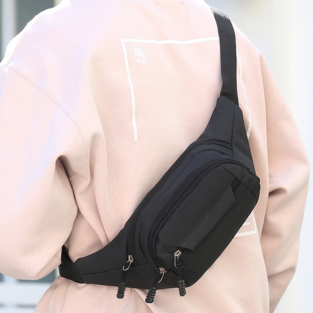 Mannen En Vrouwen Taille Tas Eenvoudige Leisure Pure Kleur Taille Packs Mode Oxford Sport Fitness Taille Packs Bag