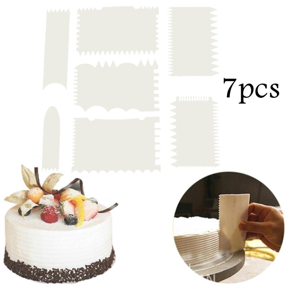 Kuchen Schaber Kuchen Dekorieren Kamm Creme Kunststoff Schaben Zahn Schaber Küche Backen Werkzeug für Kuchen dekoration 7 oder 6 Teile/satz