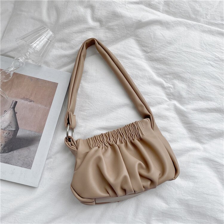 falten Wolke Totes Taschen für Frauen Unterarm Tasche PU Leder Frauen Handtaschen Abend Kupplung Geldbörsen Dame Knödel Handtaschen Neue: aprikose