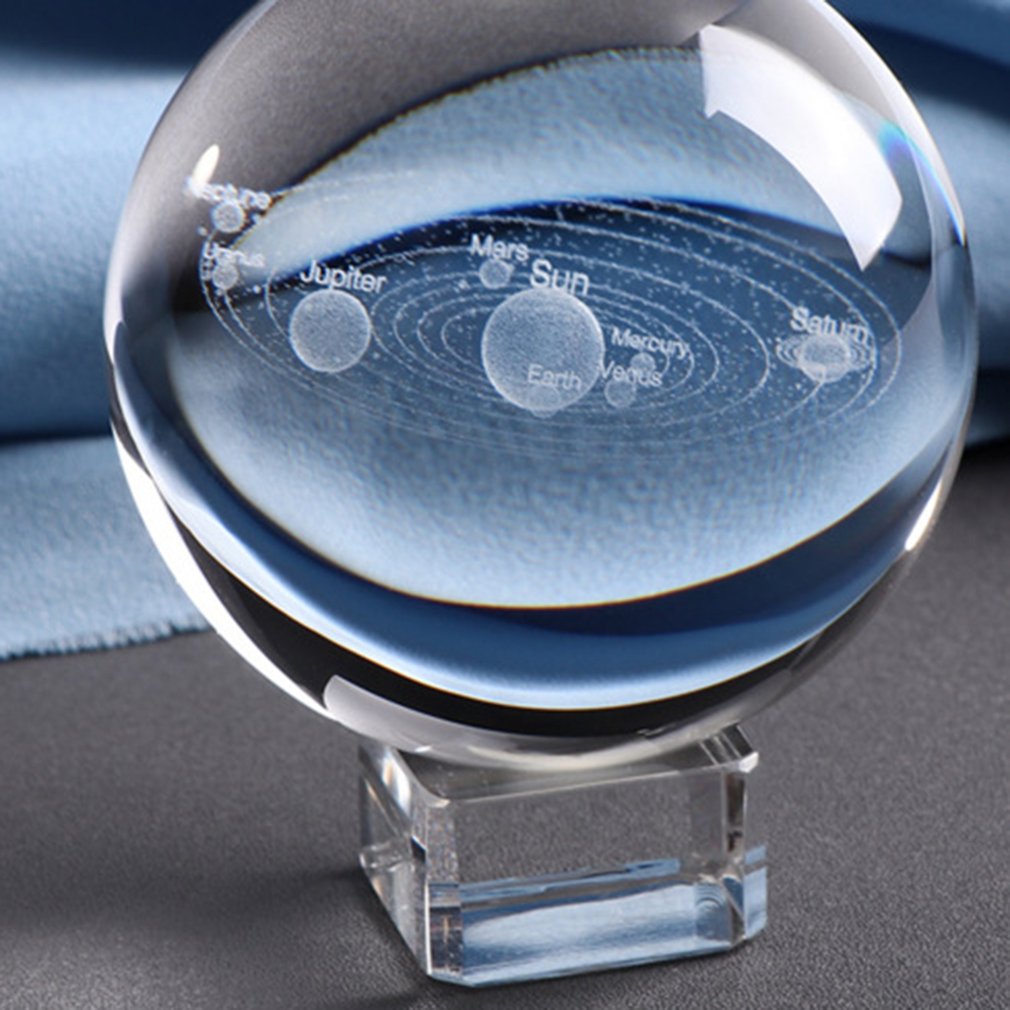 3D Sistema Solare Sfera di Cristallo Pianeti Sfera di Vetro Inciso a laser Globo Modello in Miniatura Complementi Arredo Casa Astronomia Regalo Ornamento
