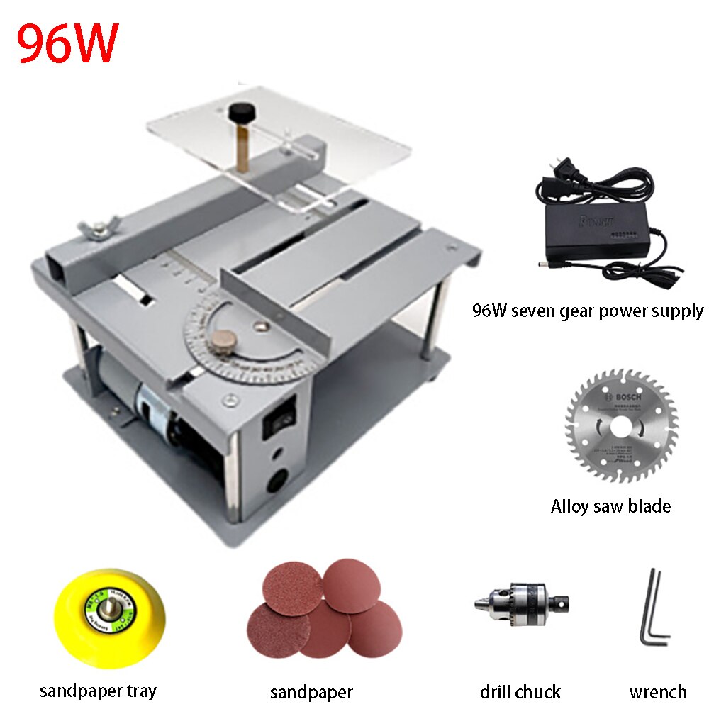 96W/150W Mini Table Saw Small Woodworking Electric Bench Saw Handmade DIY Hobby Model Crafts Cutting Tool: 96W
