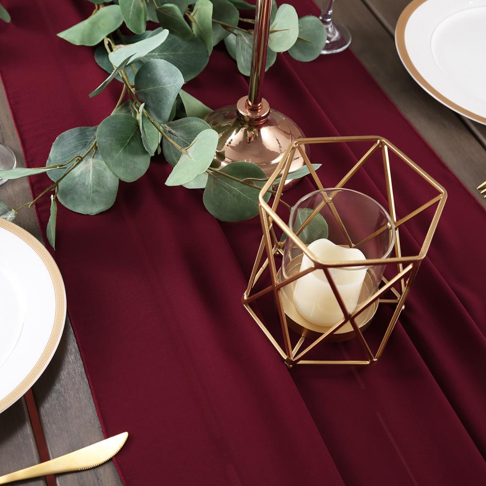 Wedding Table Runners Dusty Blue Burgundy Pink Grey Soft Chiffon Fabric Wedding Runner Bridal Party Decorations (68*300cm)