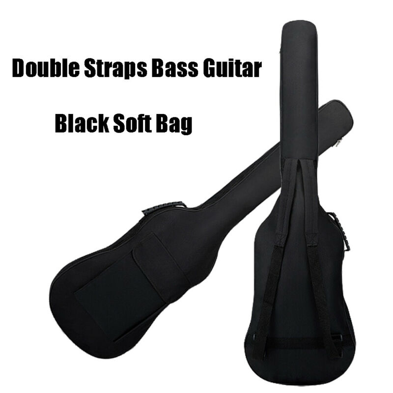 Dobbelt stropper polstret elektrisk bas guitar taske blød taske gig taske rygsæk instrument tilbehør