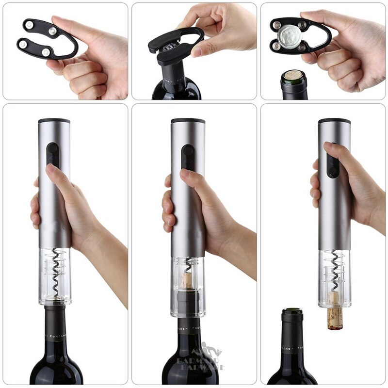 Automatische Wijn Bier Flesopener Kurkentrekker Kit Elektrische Kurkentrekker Met Foliesnijder 3 Kleur