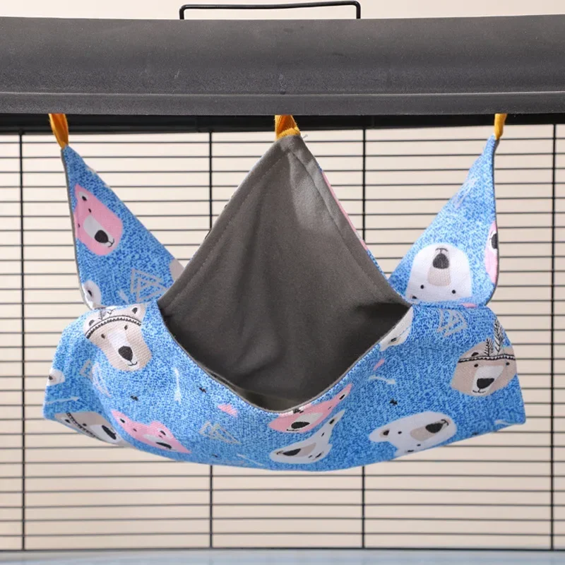 Drie Gelaagde Hamster Kooi Slapen Hangmat Print Cavia Kleding Bed Knaagdier Hangmat Chinchilla Kooi Kleine Huis: M / Light Grey