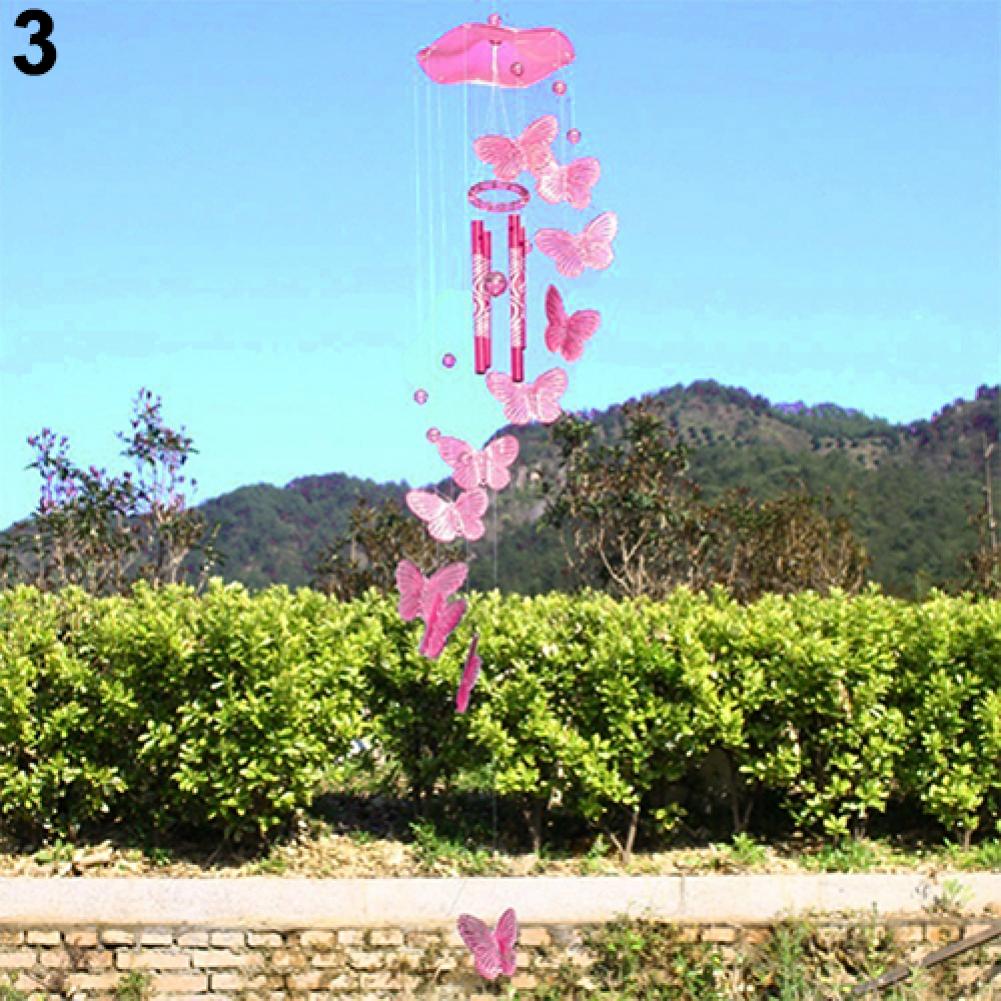 Campana de viento móvil de mariposa de cristal creativa, campana de jardín, ornamental, decoración colgante de salón, arte, decoración del hogar