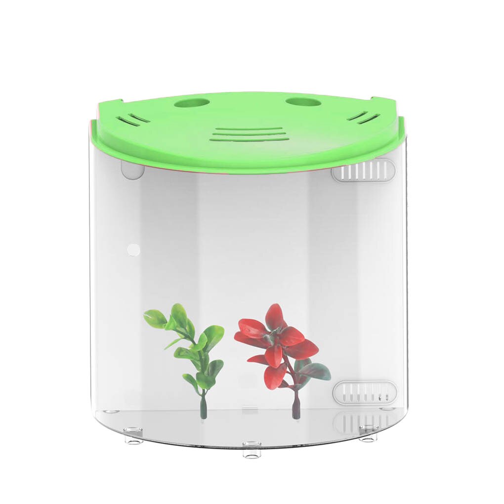 Usb akvarium kit med led belysning kraftfilter halvmåne form hem kontor dekoration fisk akvarium: Grön