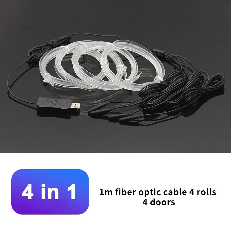 Auto Rgb Ambient Led Light Strip Usb Fiber Optic Sfeer Neon Onzichtbare Lichtstrip Middenconsole Deur Decoratie Lamp: 8000k wit blauw