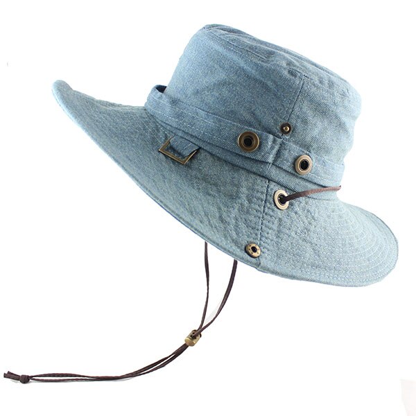 Katoen Zonnehoed Voor Vrouwen Mannen Emmer Denim Lente Zomer Vissen Hoed Strand Lange Grote Brede Rand Outdoor Uv Bescherming opvouwbare: Green
