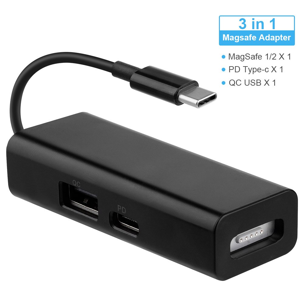 3 In 1 Home Magnetic Accessories Portable Tool Safe Converter Adapter USB-C To Connector Durable For Macbook Pro 12