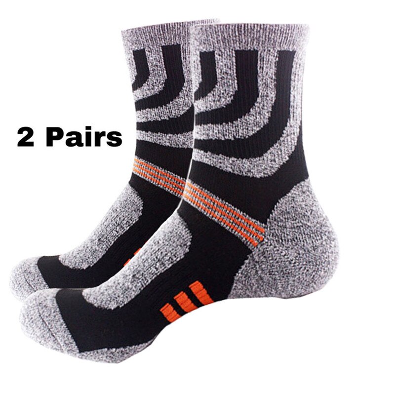 2 Paare Socken Nahtlose Thermische Verdicken draussen Sport Socken Fahrrad Schuhe Wolle Haufen Männer Schlafen Socken Für Männer EU 39-44 Meias: grau grau