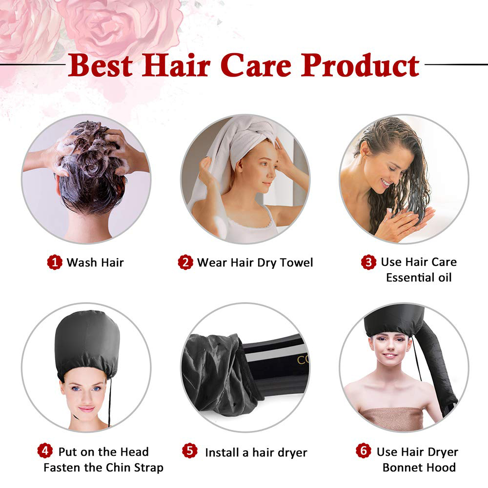 1 pièces sèche-cheveux capot capot sèche-cheveux fixation avec mentonnière et tuyau étendu accessoire réglable capot chapeau sèche-cheveux outil