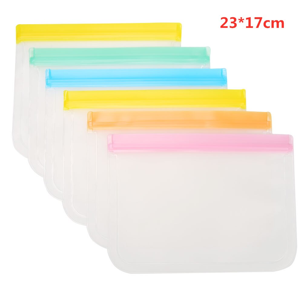 10Pcs Peva Silicone Voedsel Opbergtas Herbruikbare Vriezer Tas Lekvrij Top Zip Lock Tassen Keuken Organizer Vers Houden tas: 6pcs