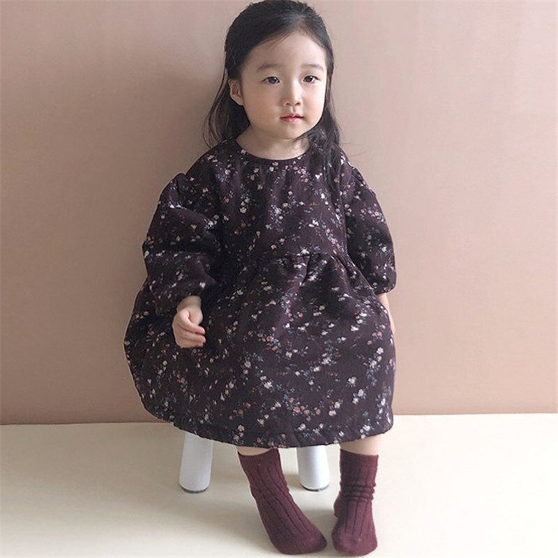 Herfst Koreaanse Baby Meisjes Kleding Bloemenprint Little Sisiter Bodysuits Grote Zus Jurk Katoenen Meisjes Jurk Retro Baby Bodysuit