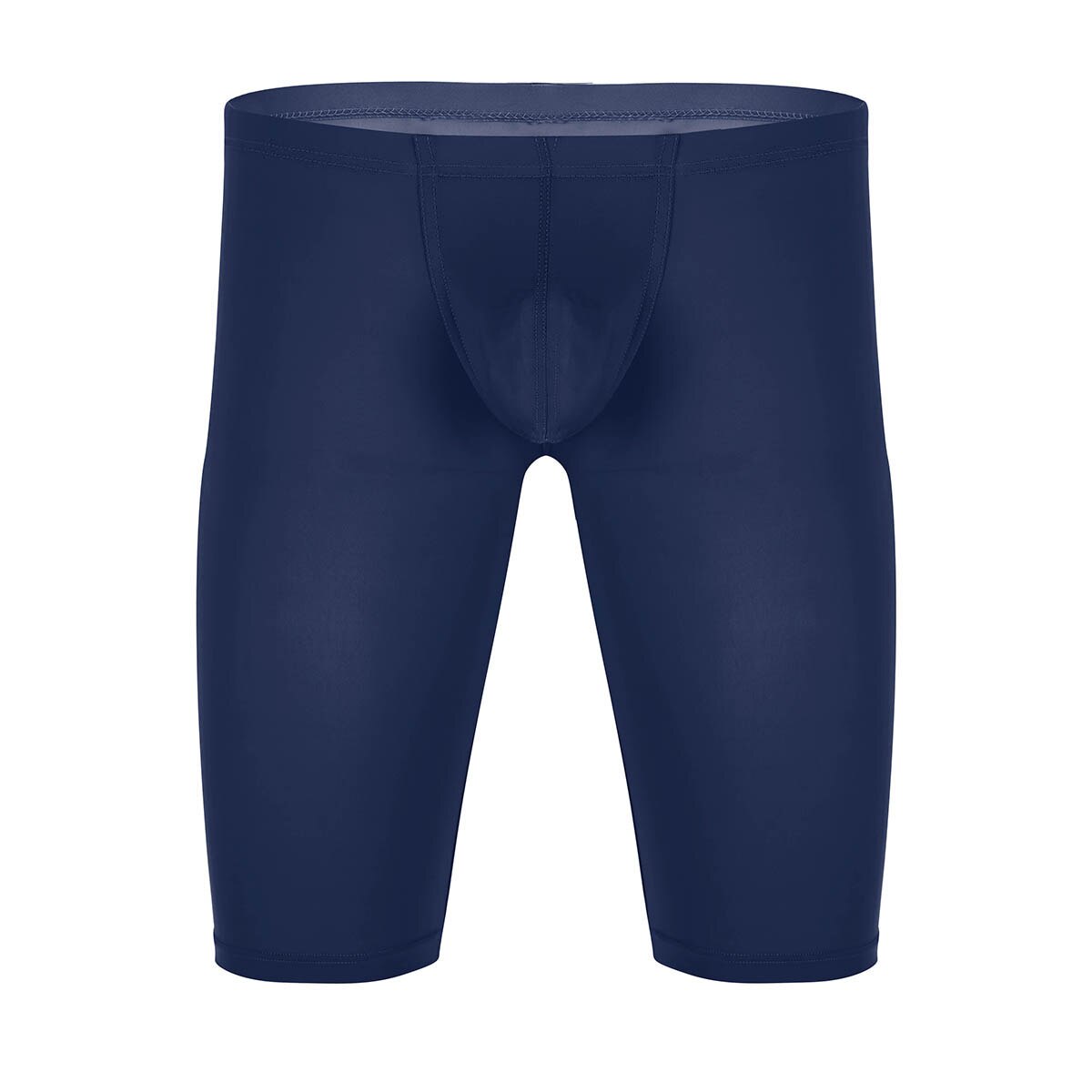 Tiaobug mænd elastisk linning penis bule pose træning stramme shorts trusser hurtigtørrende ensfarvet blød sexet mandlige tøser trusser: Marine blå / Xl