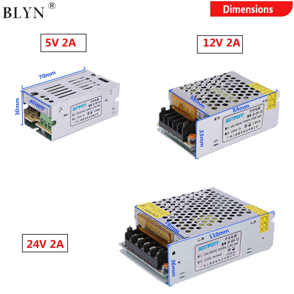 5V 12V 24V Schaltnetzteil AC LED Adapter 2A 10W 24W 48W Treiber netzteil Beleuchtung Transformator Für LED Streifen CCTV Projektor