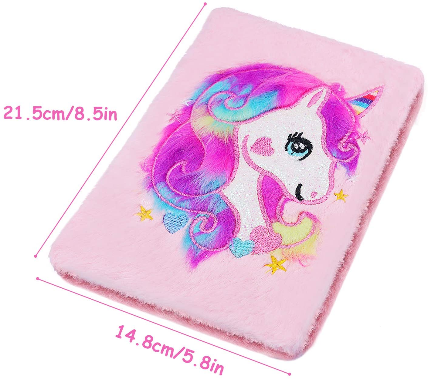 Plush Unicorn Notebook, Magic Diary for Girls Lovely Unicorn Fluffy Notebook 160 Pages for Writing and Drawing Birthday for Girl