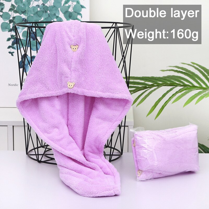Women Towels Bathroom Microfiber Towel Rapid drying Hair Towel Bath Towels For Adults toallas microfibra toalha de banho: Purple-Double layer