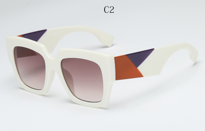Overdimensionerede firkantede solbriller kvinder mænd luksusmærke solbriller dame retro stor ramme gradien solbriller  uv400: C2 hvid te