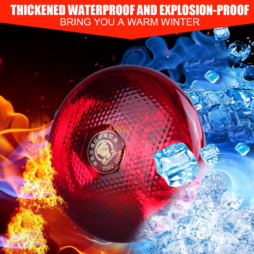 250w Infrared Heat Lamp Waterproof Anti-Explosion Thickened Light Bulbs for Piglet Chicken Duck Birds SMR88