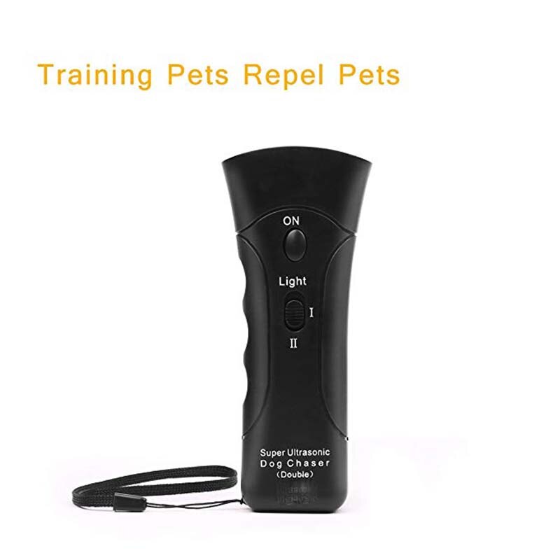 Handheld Dog Repellent Dual Channel Electronic Animal Repellent Handy Ultrasonic Dog Training Pet Bark Stopper for Outdoor
