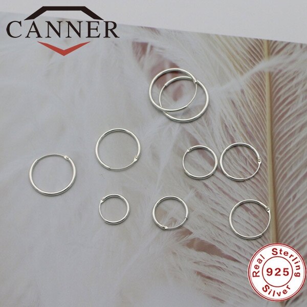 CANNER-Mini pendientes de aro simples para mujer, de Plata de Ley 925, pendientes redondos de temperamento a la , THN: 10MM