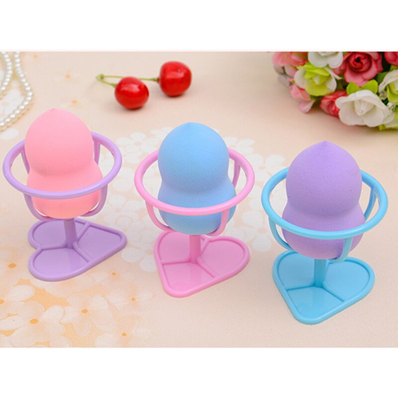 Ankomster kawaii stil mini egg pulver puff sminke bomull svamp renseri holder display stativ brett