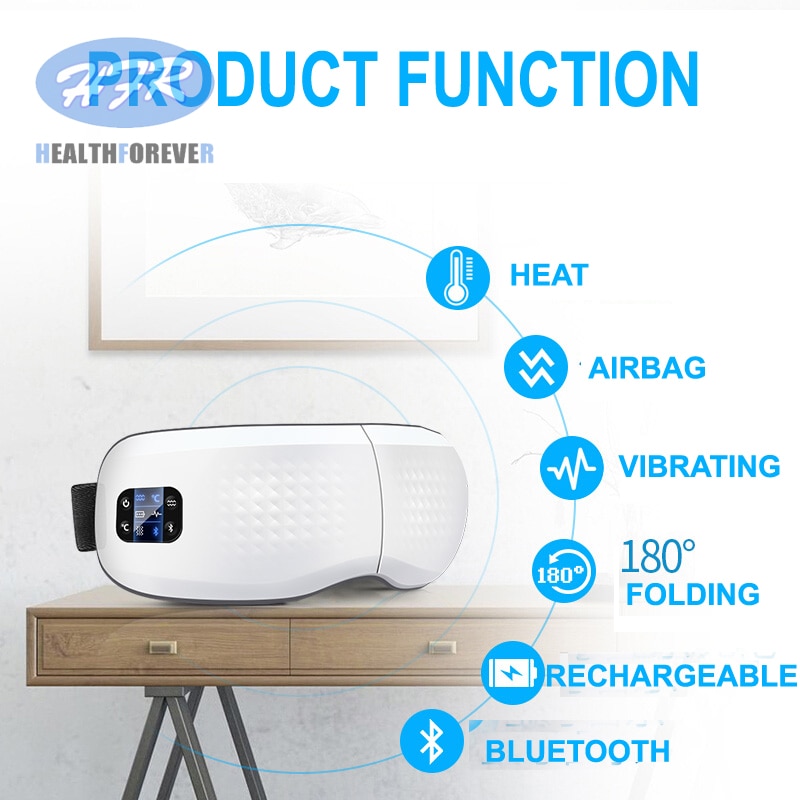 Smart Eye Massager Anti Wrinkles Eyes Massage for Tired Eyes Air Compression Heated Goggles Dark Circles Remove with Travel Case