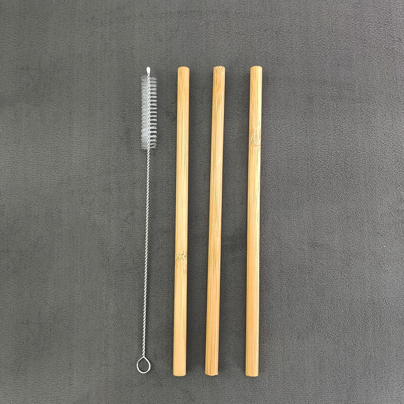 Pajita reutilizable para beber de 3 piezas, pajilla de Metal de acero inoxidable o 4 unidades de paja de bambú, ambas con cepillo de limpieza, para uso en Barra de casa