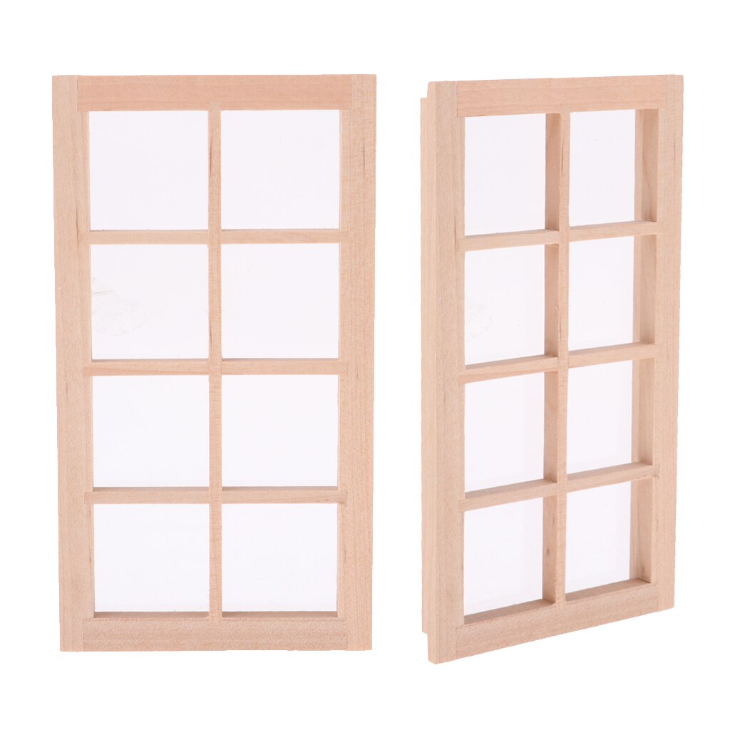 2 Pack Dolls House Miniature Window Frame 8 Pane DIY Builders