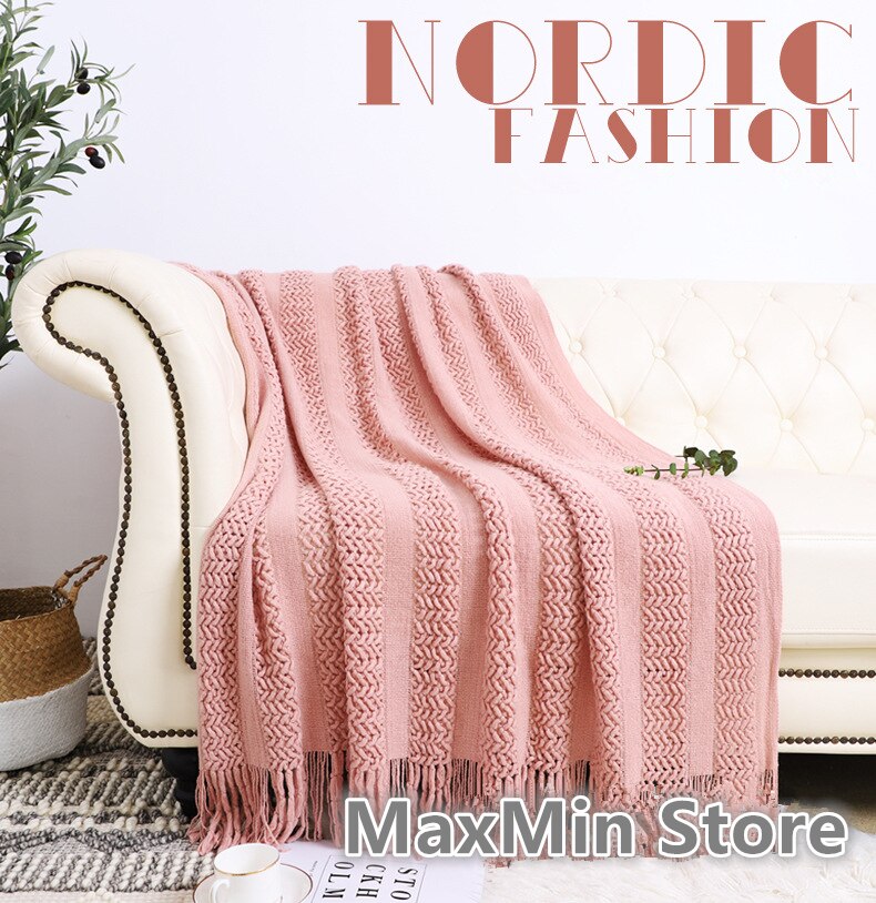 170 x 130cm heklet frynset massivt sofakasteteppe nordisk dusket dekorativt teppe lett mykt sengetrekk
