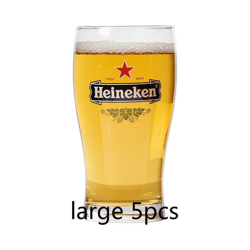 300ML/570ML Personality Beer Glass Cup 1664 GUINNESS HeineKen Beer Mug Wine Glass for Bar Whiskey Glass KTV Party: heniken large 5pcs