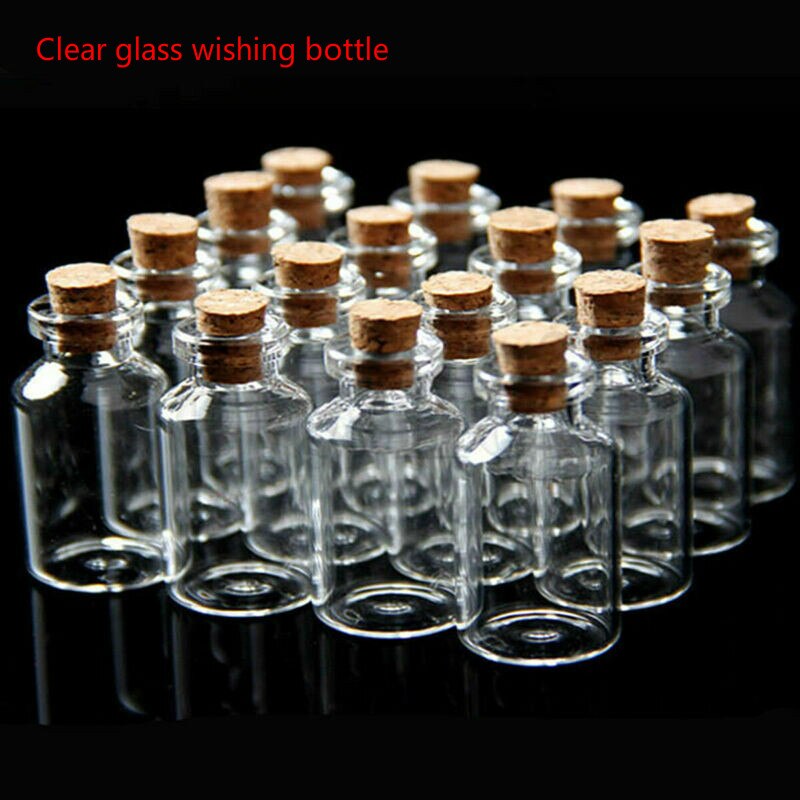 10/20 stücke SchöNe Kleine Flasche sehr klein Klar Leere wünschen Glas Nachricht Fläschchen Mit Korken 14mm x 30mm 2ml Mini Container