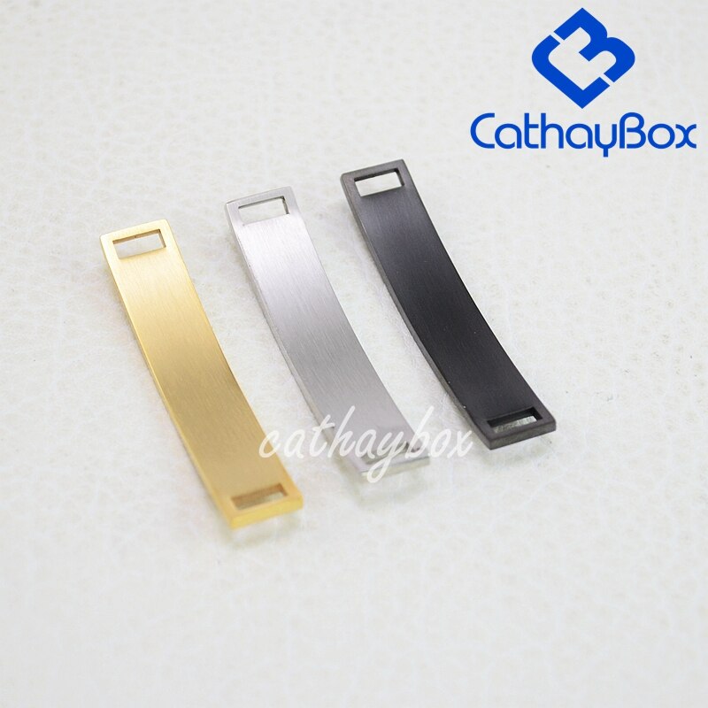 10 PCS/ Lot Gold Black Tone Polished Stainless Steel Blank ID Plate Tag Plaque For Bracelet CB19C010