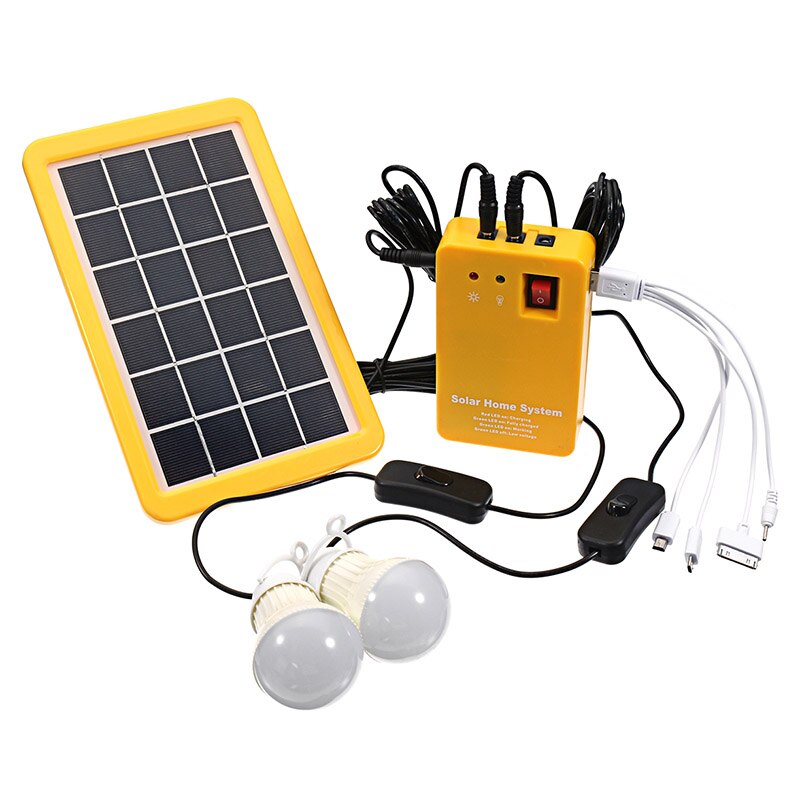 3W Solar Power Panel Generator with 2 LED Lamps USB Charger Outdoor Garden 5V 500ma Solar Battery Chargers &amp; Charging Kits TB