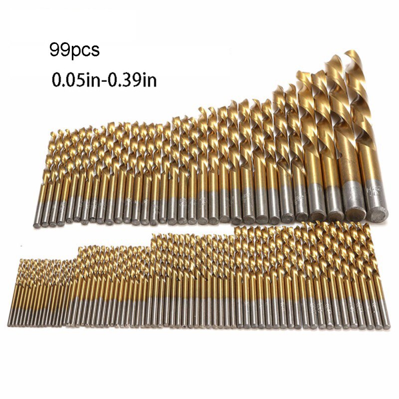 99PCS Titanium HSS Drill Bits 1.5mm-10mm Coated Stainless Steel HSS High Speed Drill Bit Set for Electrical Dril Home Building: 99PCS