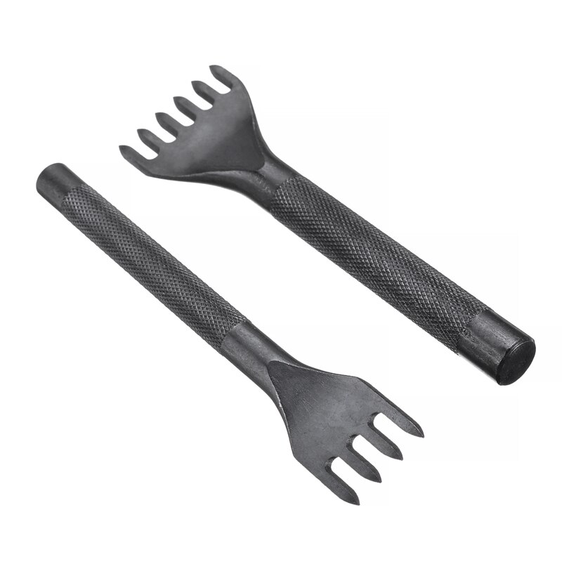 4Pcs/Set 1/2/4/6 Prong Leather Punch Chisel Steel Leather Hole Punches Drilling Stitching Craft Tools 3/4/5mm Tooth Spacing