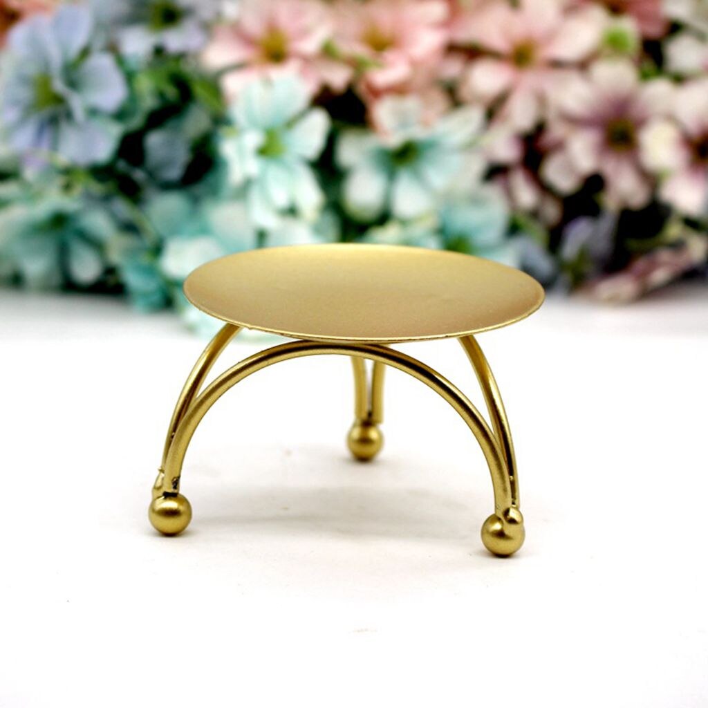 1 Uds plato para vela de hierro dorado geométrico redondo para decoración del hogar de la boda