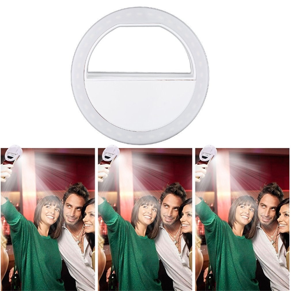 Selfie LED anillo de luz Flash portátil pinza de teléfono móvil de la lámpara de luz de noche Led espejo señal de neón Selfie anillo para Smartphone