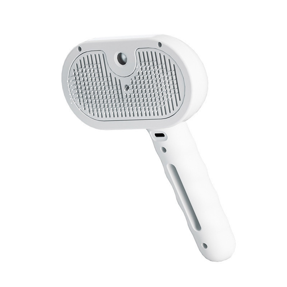 Cepillo de vapor para gatos, peine de depilación con spray para mascotas para quitar y cuidar, cepillo de agua para gatos, perros, animales pequeños, pelo largo y corto: Blanco