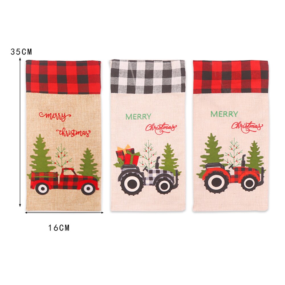 Festival Levert Vrolijke Kerstboom Auto Plaid Wijnfles Cover Champagne Tas Decor