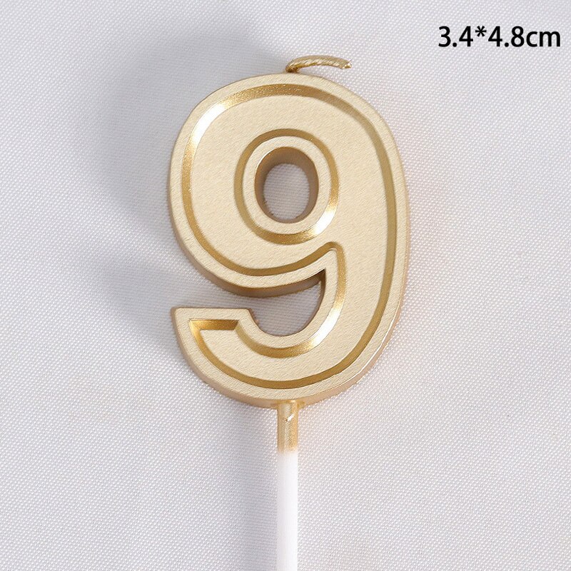 Gold Happy Birthday Number Cake Candles 0 1 2 3 4 5 6 7 8 9 Cake Topper Kids Girls Boys Bar Baby Party Supplies Decoration: 9