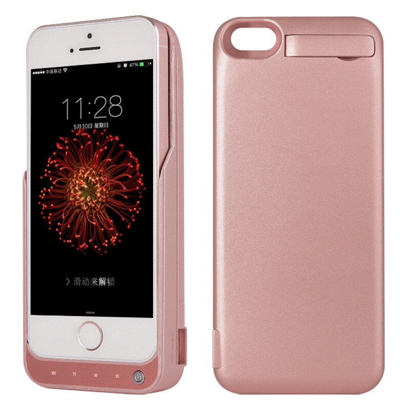 Funda de batería de teléfono de 4200mAh de gran capacidad para iPhone 5 5S, funda de cargador de batería externa para iPhone 5 SE: Rosy Gold