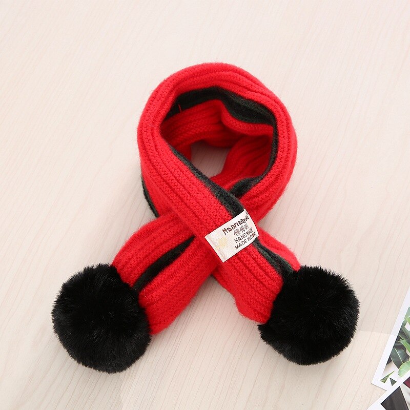 1-8 anos crianças cachecol outono inverno da criança meninos meninas cruz tricô lenços de lã do bebê selvagem quente scarfs kf661: red
